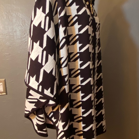 NWT ANN KLIEN Houndstooth Zip Front Cape - Picture 11 of 16